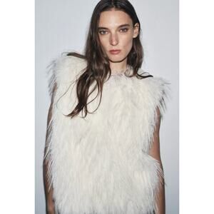 Zara long line faux fur vest